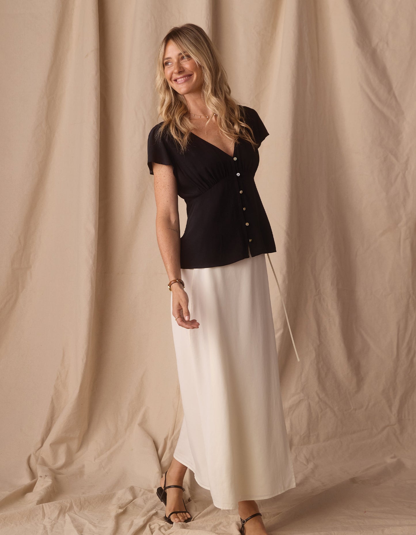 Aria Crepe Emily Blouse in Black