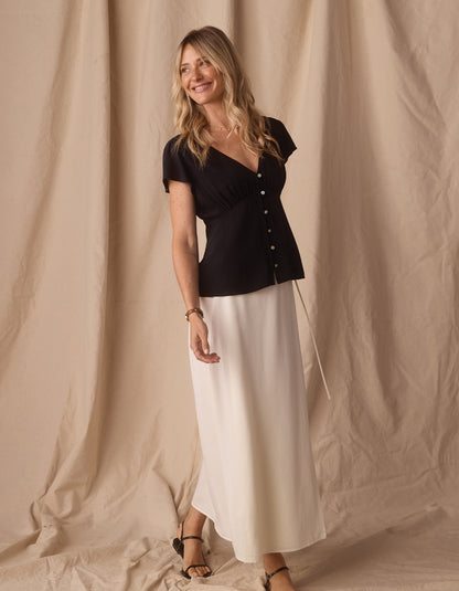 Aria Crepe Emily Blouse in Black