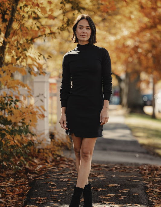 Puremeso Mock Neck Dress in Black