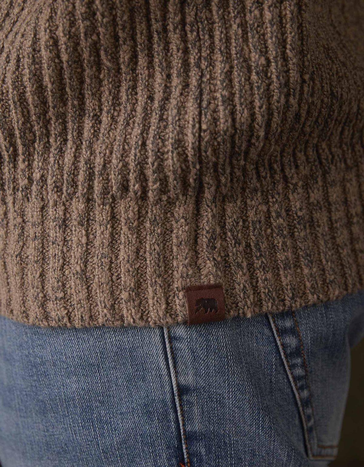 Boucle Popover Sweater in Taupe - hem detail
