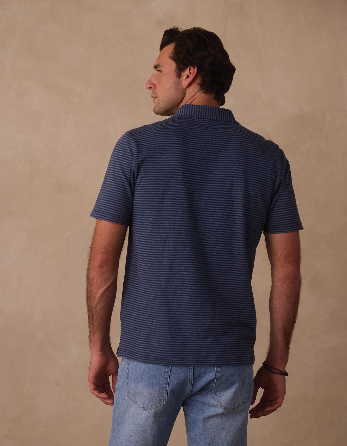 Vintage Slub Pocket Polo in Denim Stripe