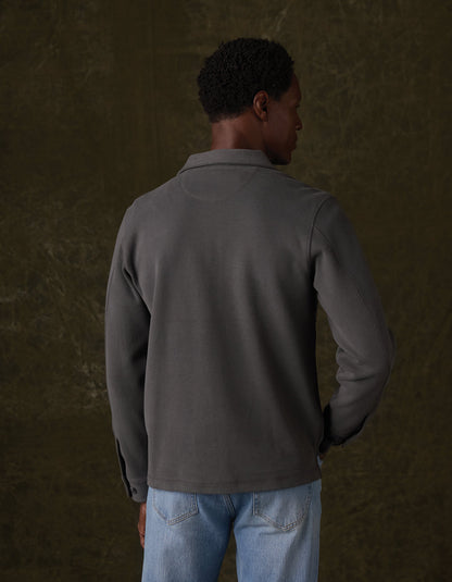Peached Flat Knit Overshirt in Shadow