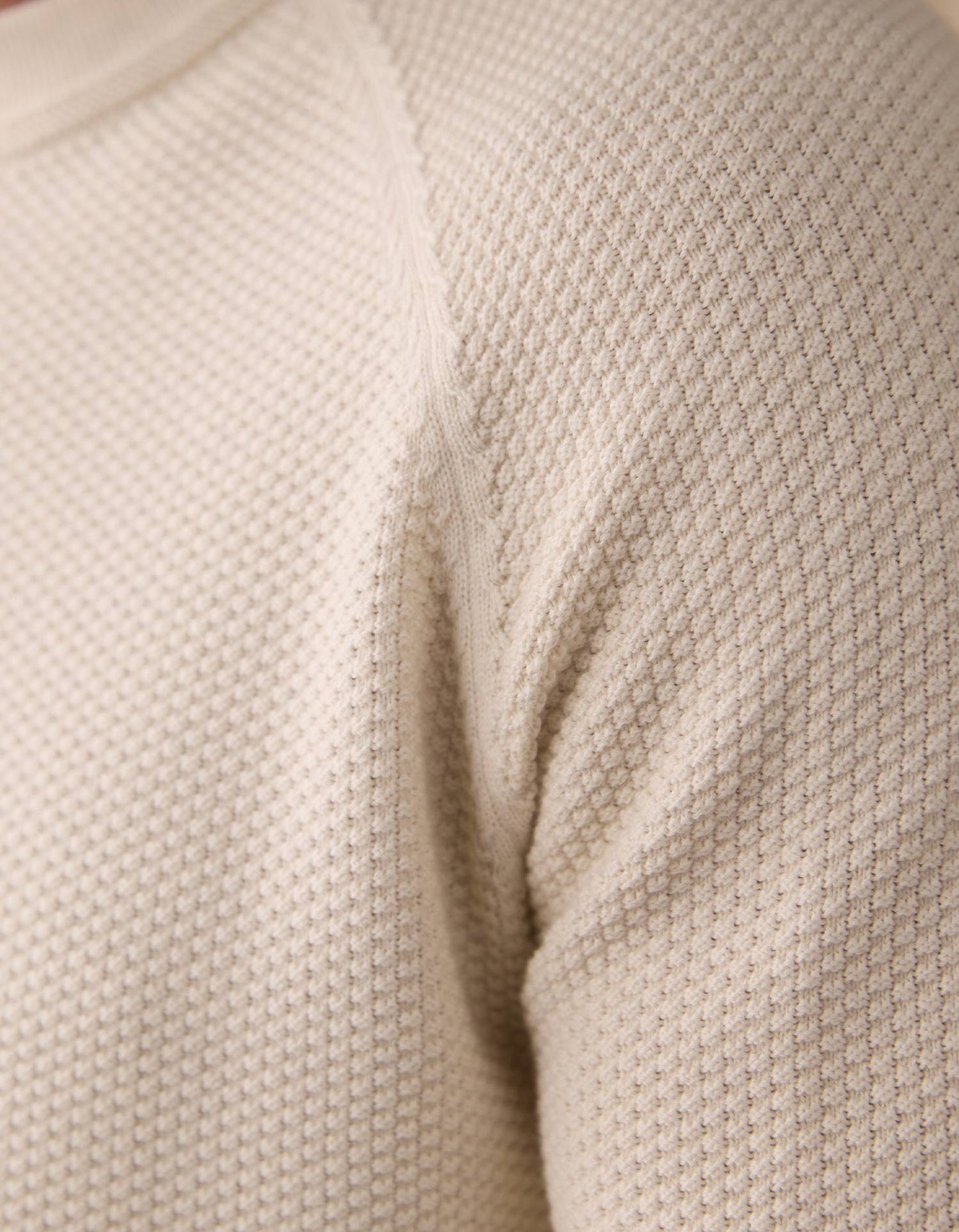 COOLMAX® Textured Crewneck Sweater in Ivory
