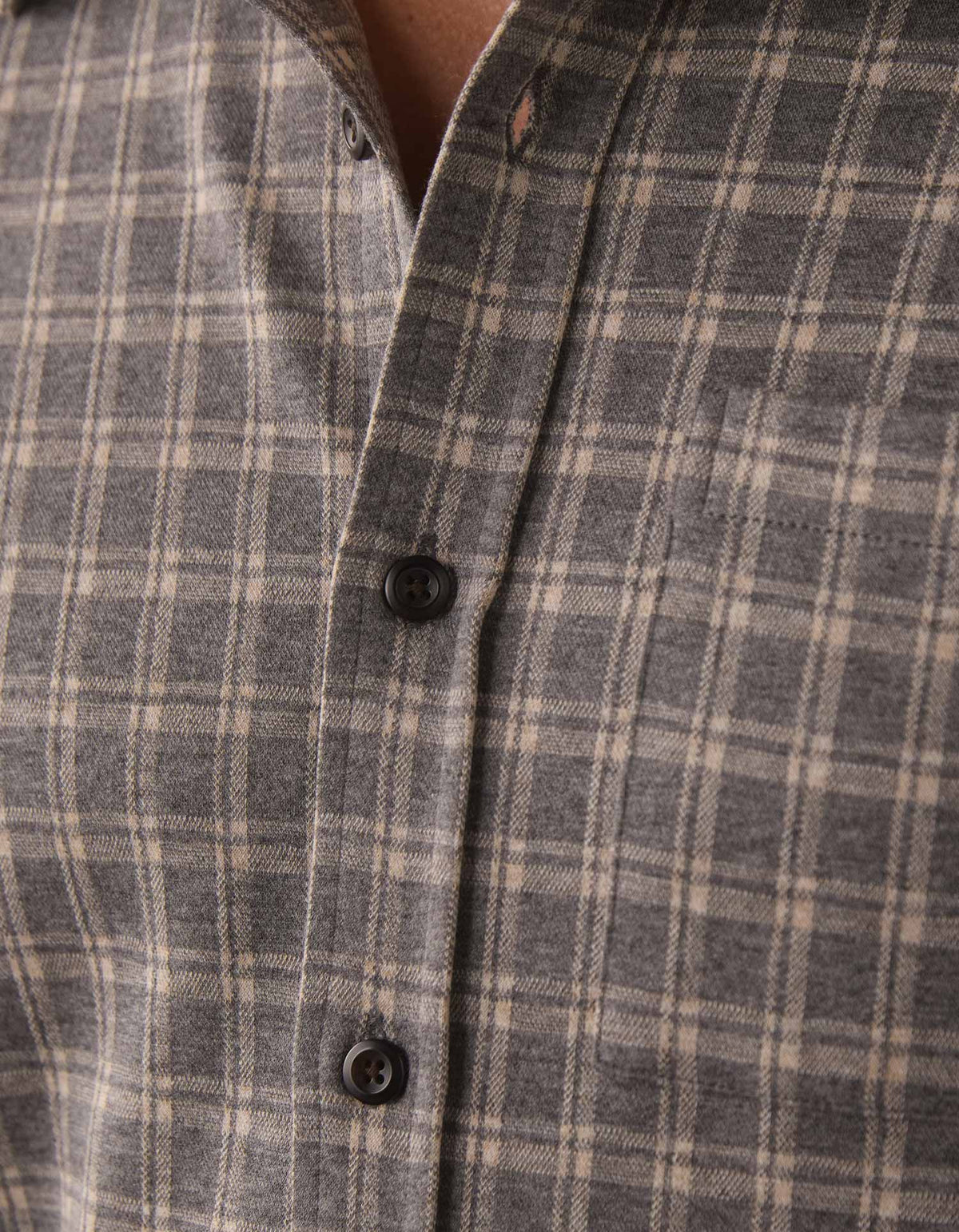 Stratus Knit Button Up in Grey Plaid