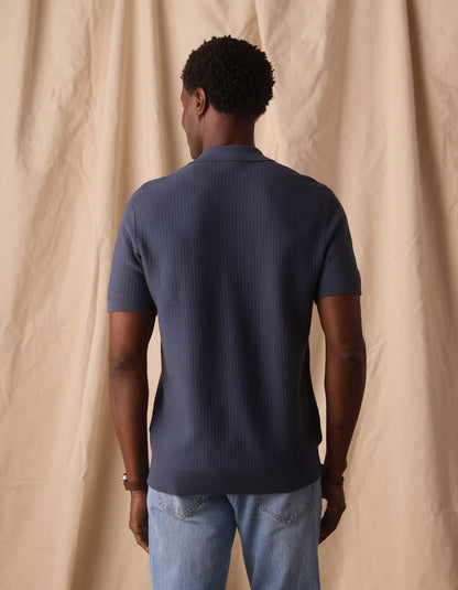 Breezeknit Button Up in Vintage Blue