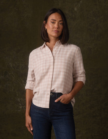 Softloom Flannel Button Up in Oat Plaid
