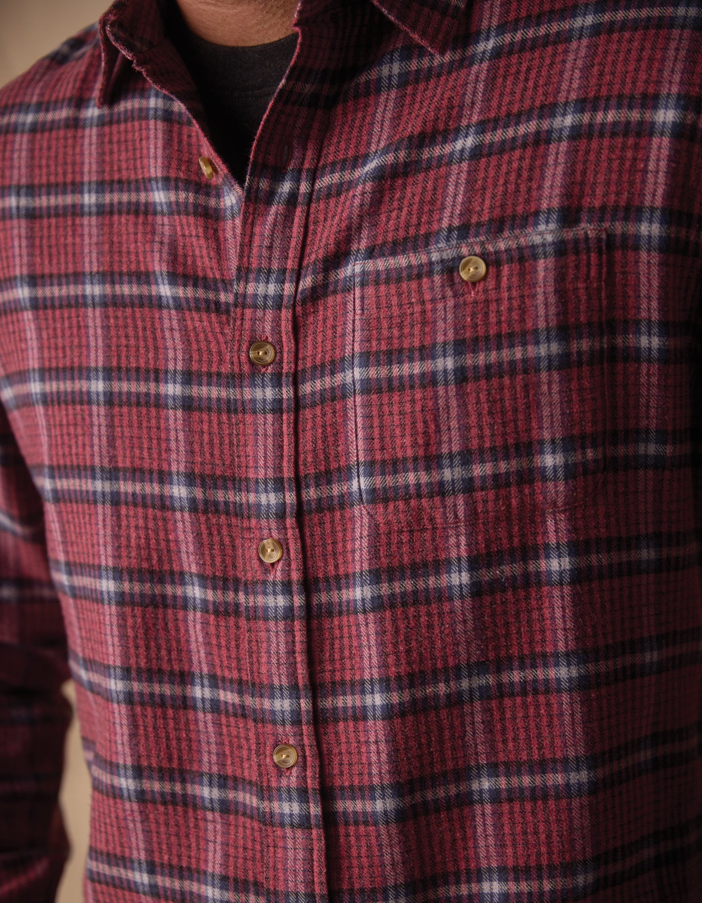 Hudson Double Brushed Flannel in Mineral Red Plaid