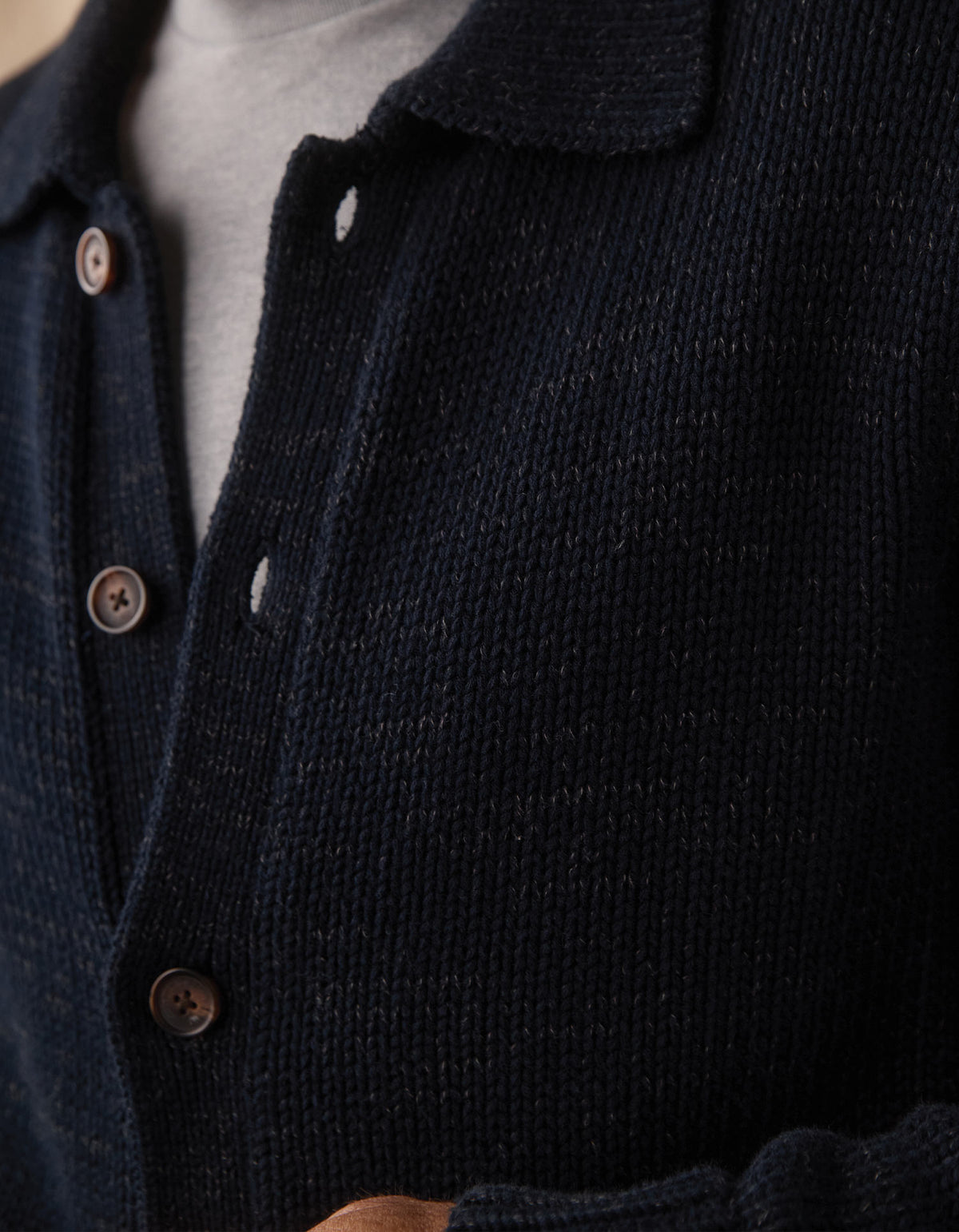 Pub Sweater Jacket in Navy / Grey Nep
