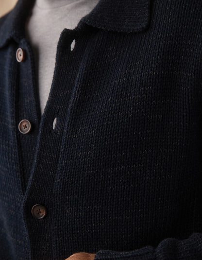 Pub Sweater Jacket in Navy / Grey Nep