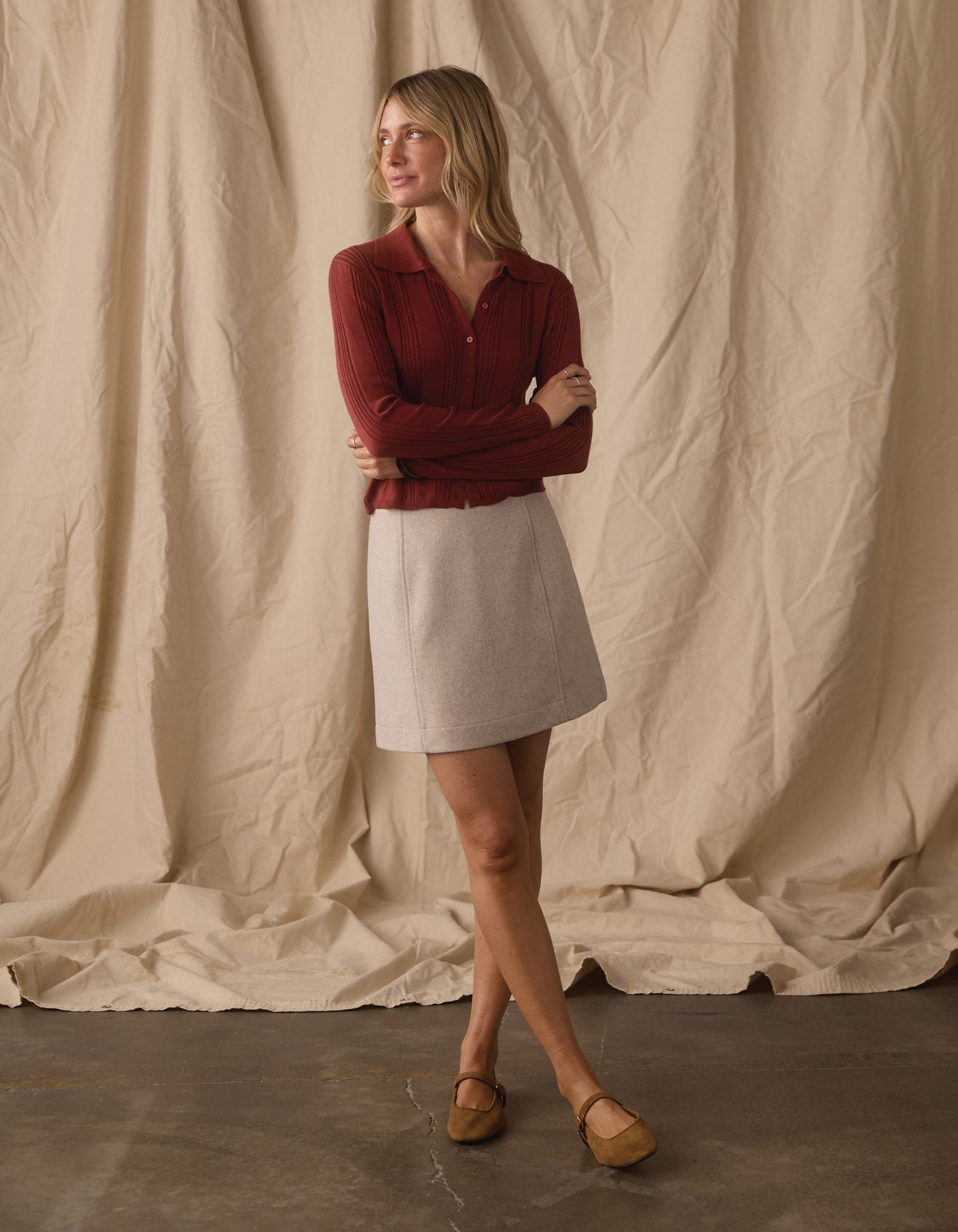 Ravello Knit Button Up in Cocoa