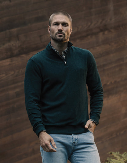 Puremeso Weekend Quarter Zip in Emerald