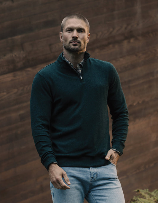 Puremeso Weekend Quarter Zip in Emerald