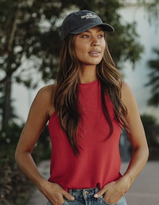 Wanderlust Hi-Neck Tank in Poppy Red
