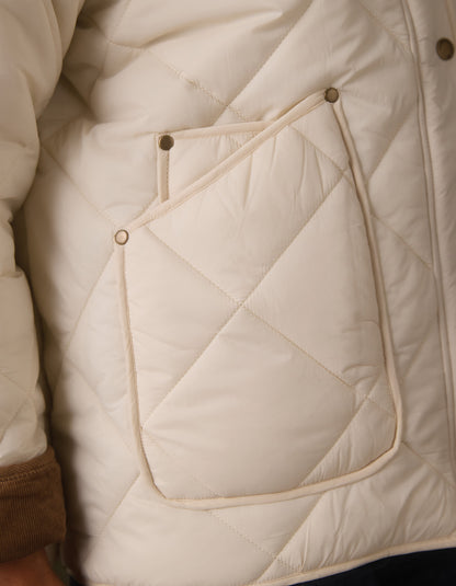 Quilted Liner Jacket in Ecru/Dark Taupe