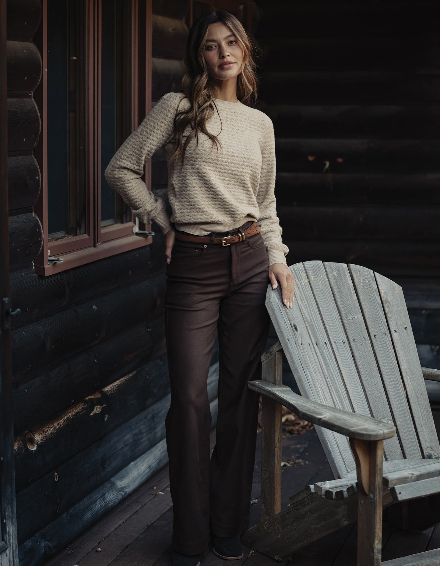 Comfort Terry Wide Leg Pant in Dark Brown