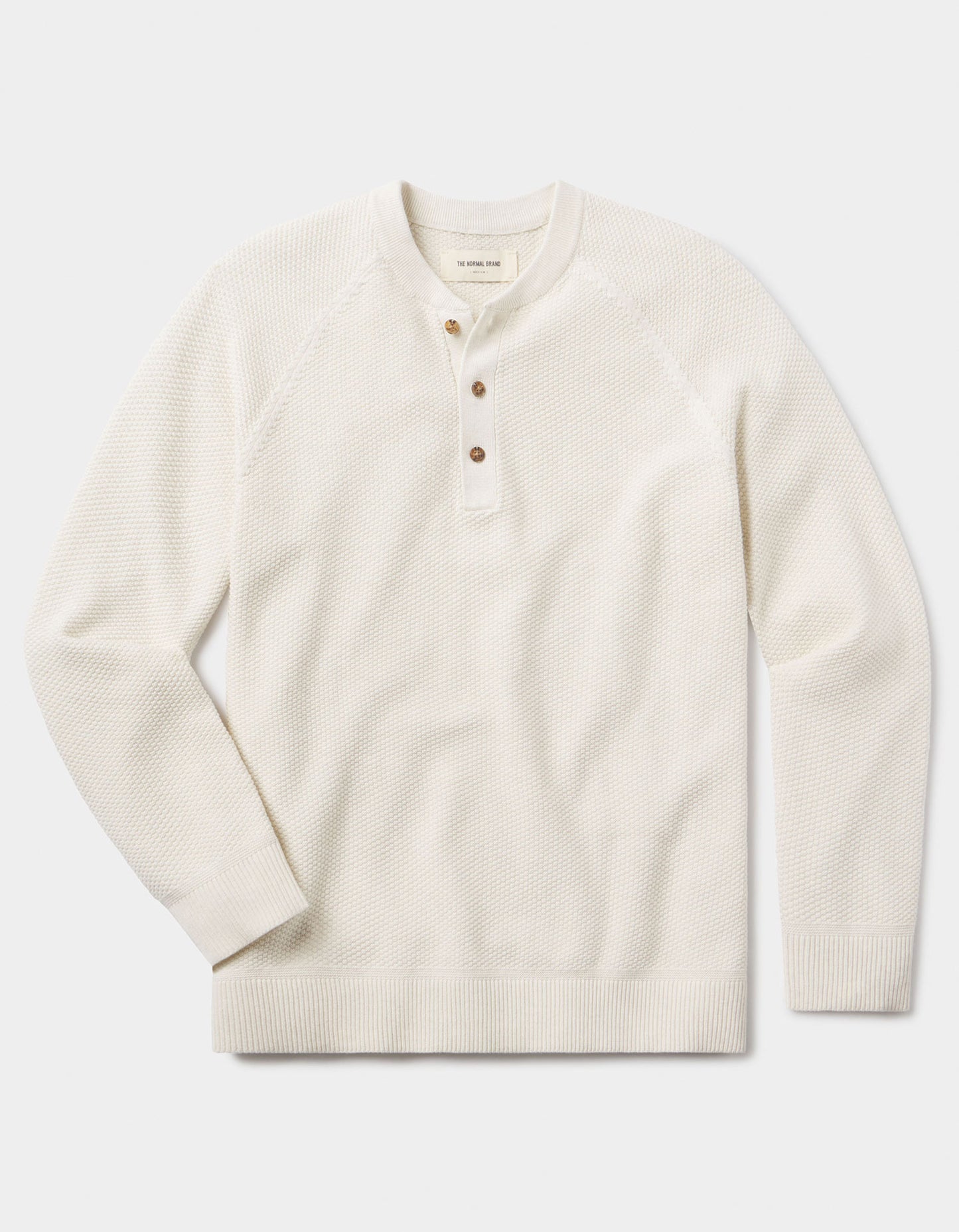 COOLMAX® Textured Sweater Henley in Ivory