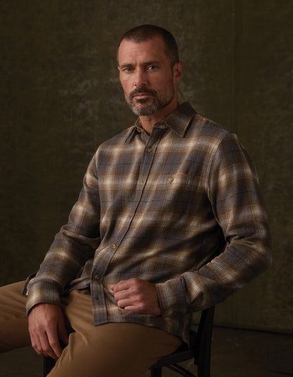 Hudson Double Brushed Flannel in Heathered Grey Plaid