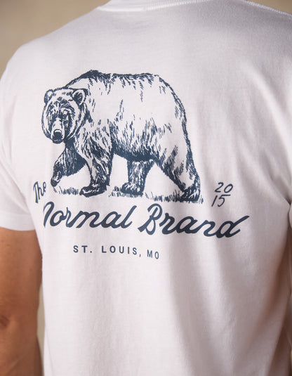 Illustrated Bear Tee in White