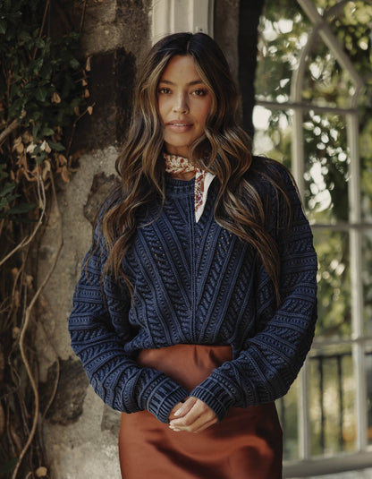 Apres Chevron Sweater in Washed Indigo