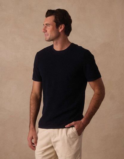 Driftknit Sweater Tee in Navy