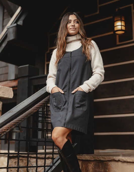 Scout Canvas Pinafore Dress in Phantom