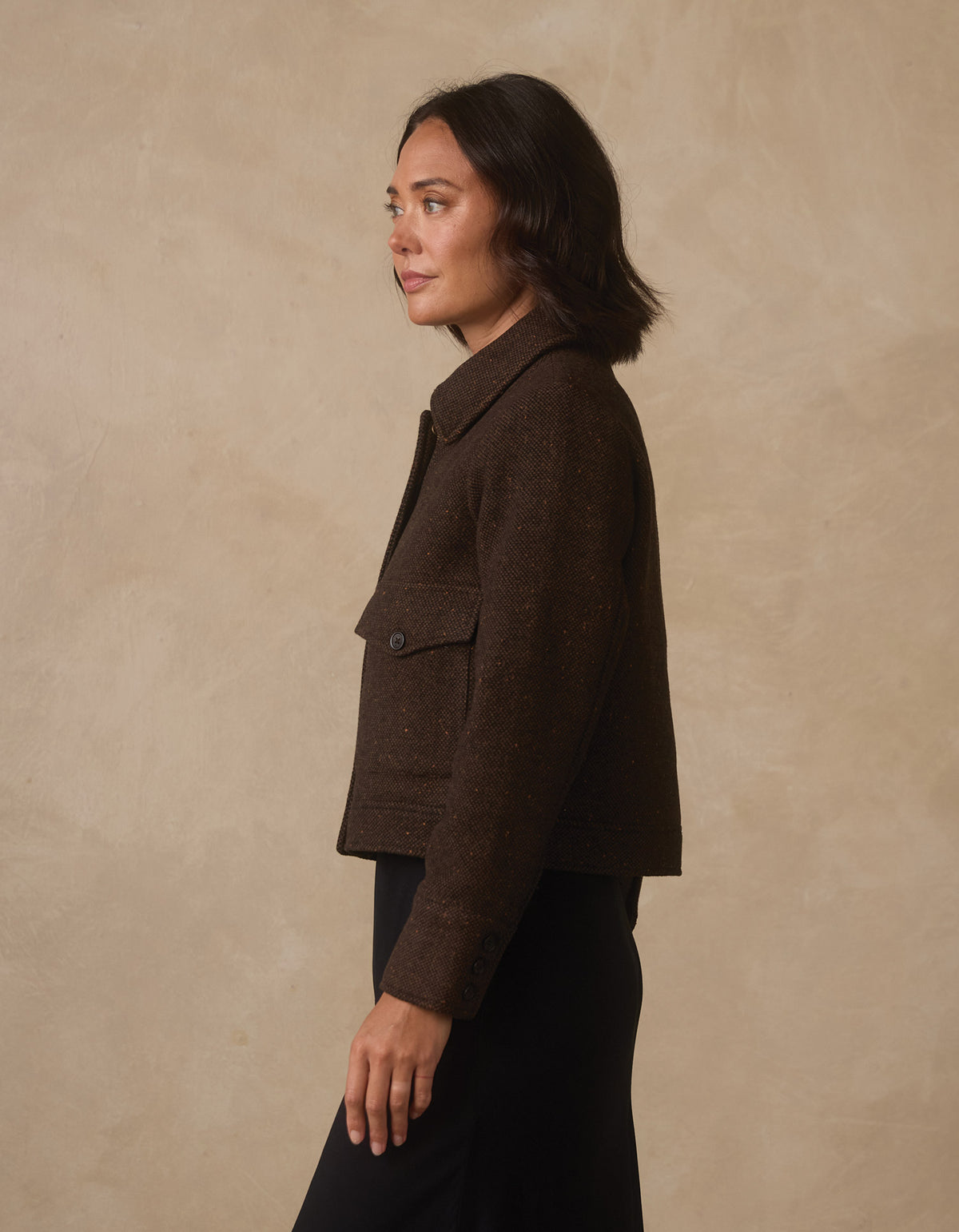Anne Tweed Jacket in Dark Brown Multi