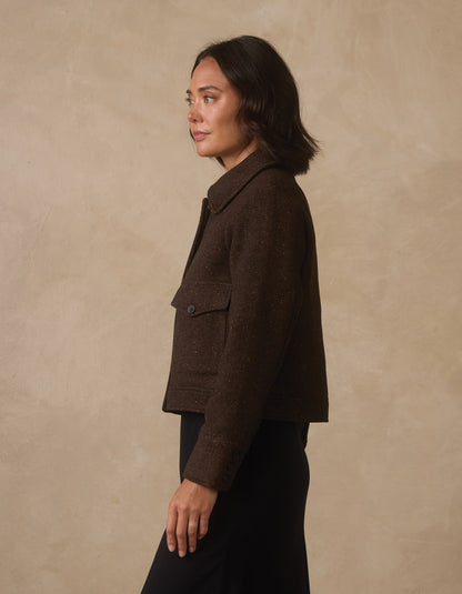 Anne Tweed Jacket in Dark Brown Multi