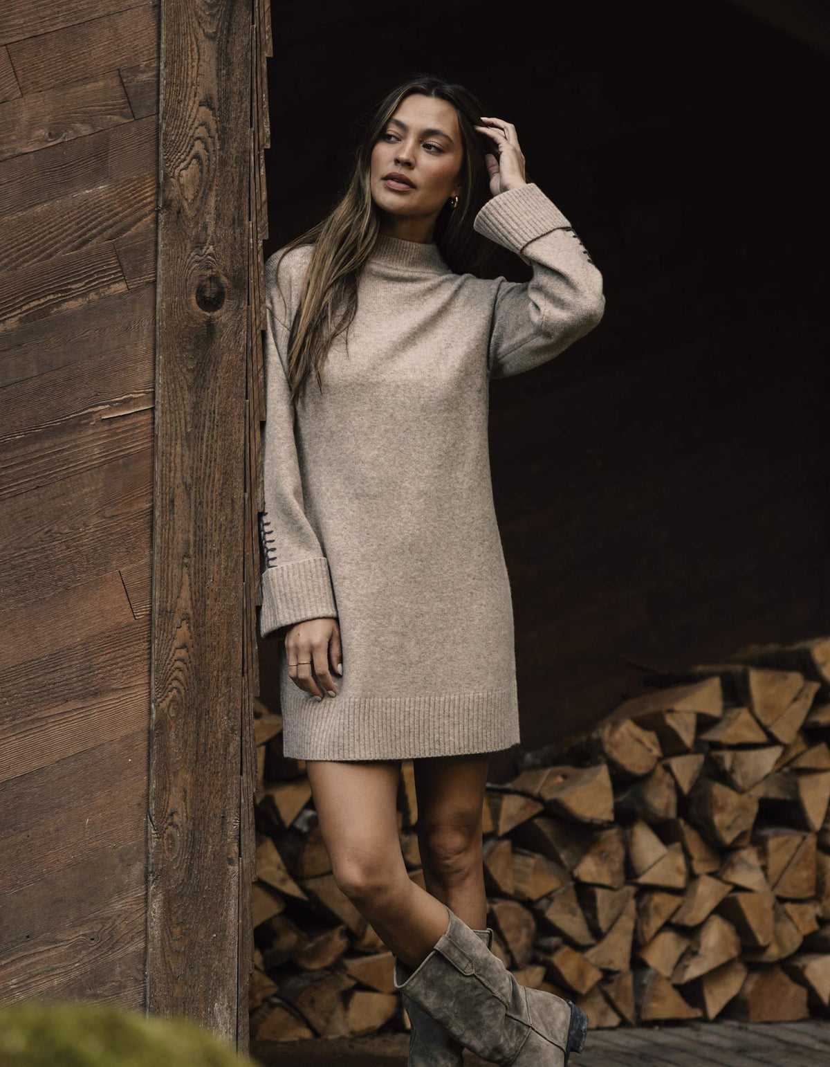 Craft Stitch Sweater Dress in Teak