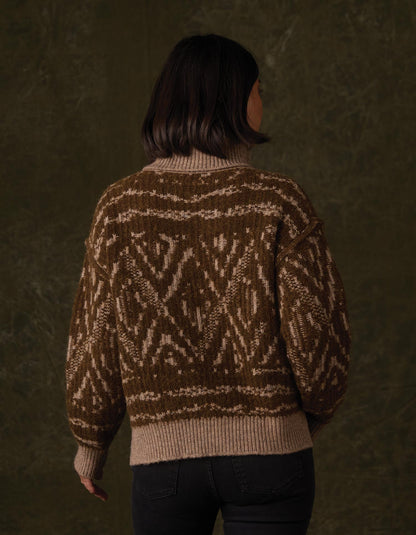 Freya Sweater in Hickory Multi — back view on model