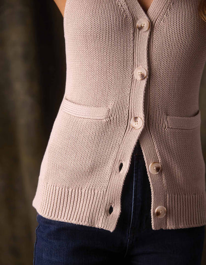Ada Knit Button Tank in Birch