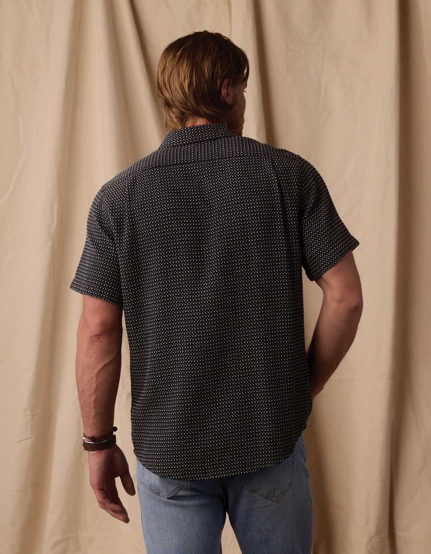 Freshwater Short Sleeve Button Up Shirt in Ren Crosshatch