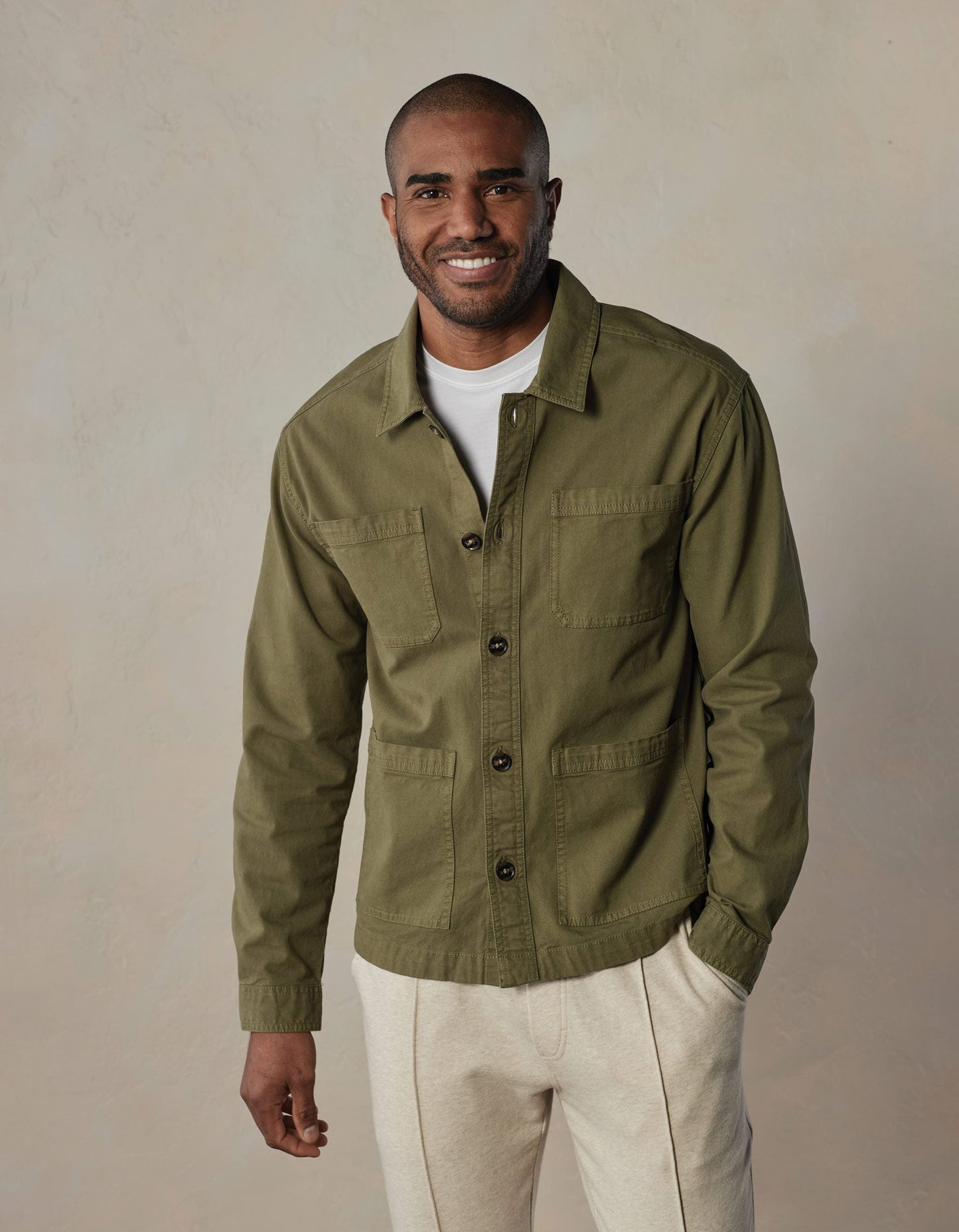 James Canvas Overshirt in Pine Needle