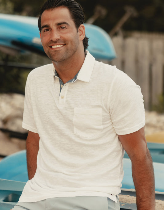 Vintage Slub Pocket Polo in White