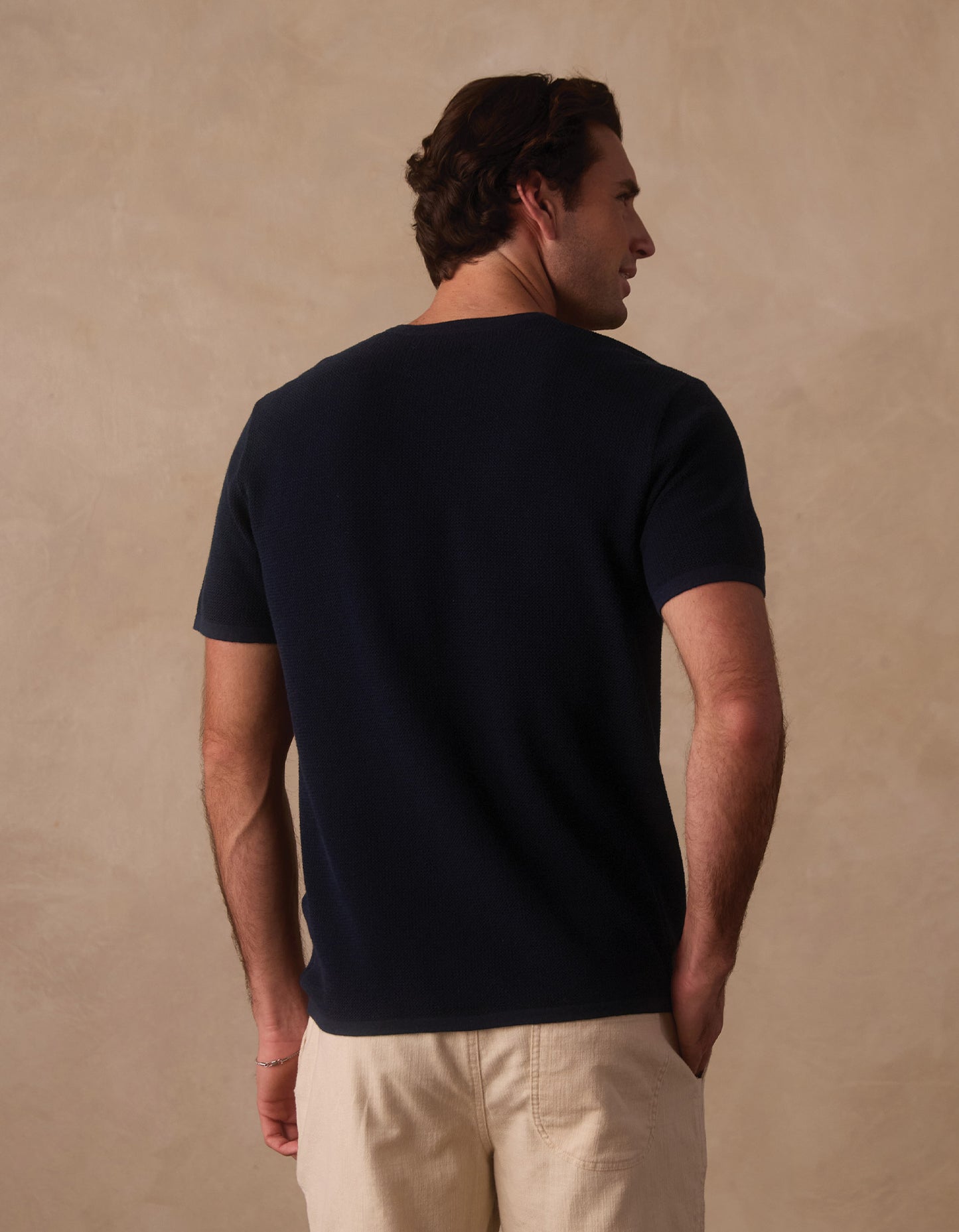 Driftknit Sweater Tee in Navy