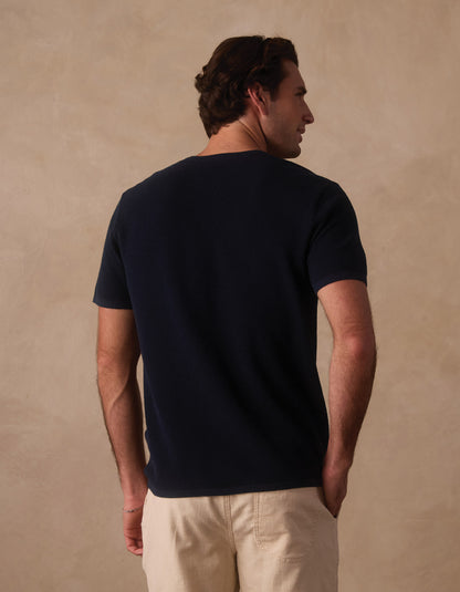 Driftknit Sweater Tee in Navy