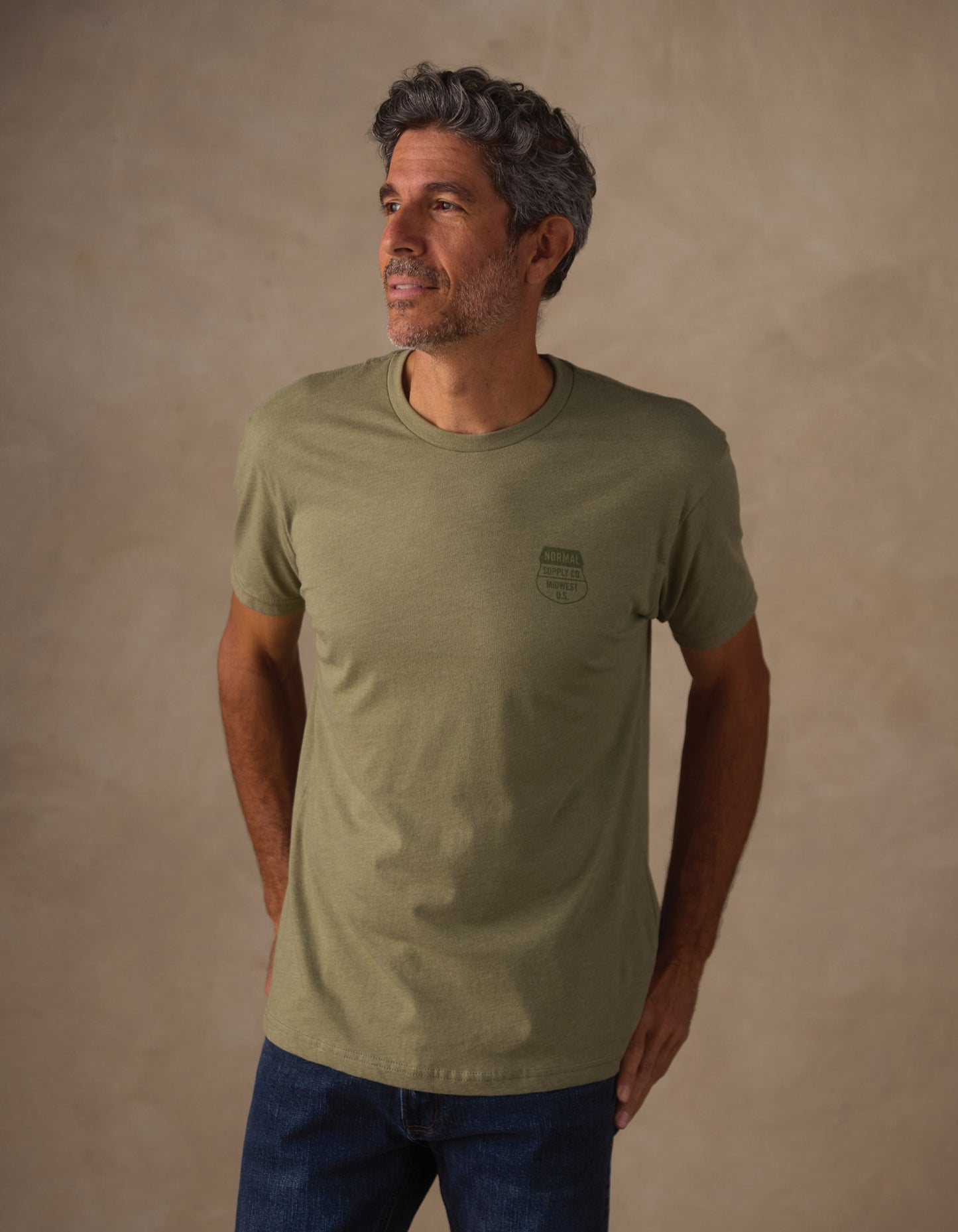 Highway Bear Tee in Light Olive