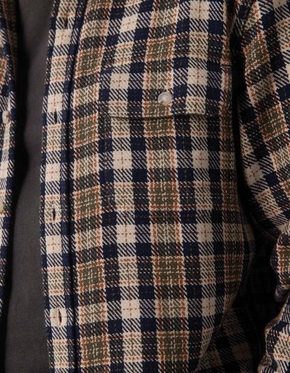 Mountain Textured Overshirt in Moss Multi