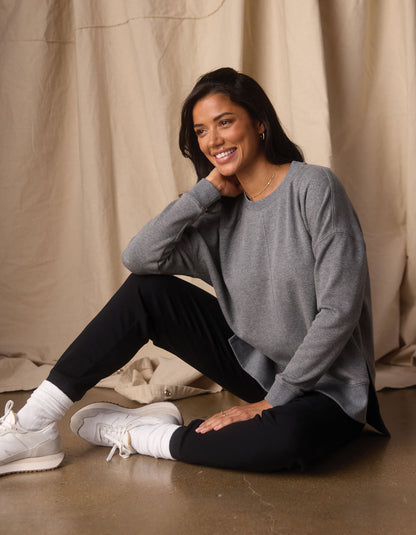 Fleece Puremeso Splitside Pullover in Heather Grey