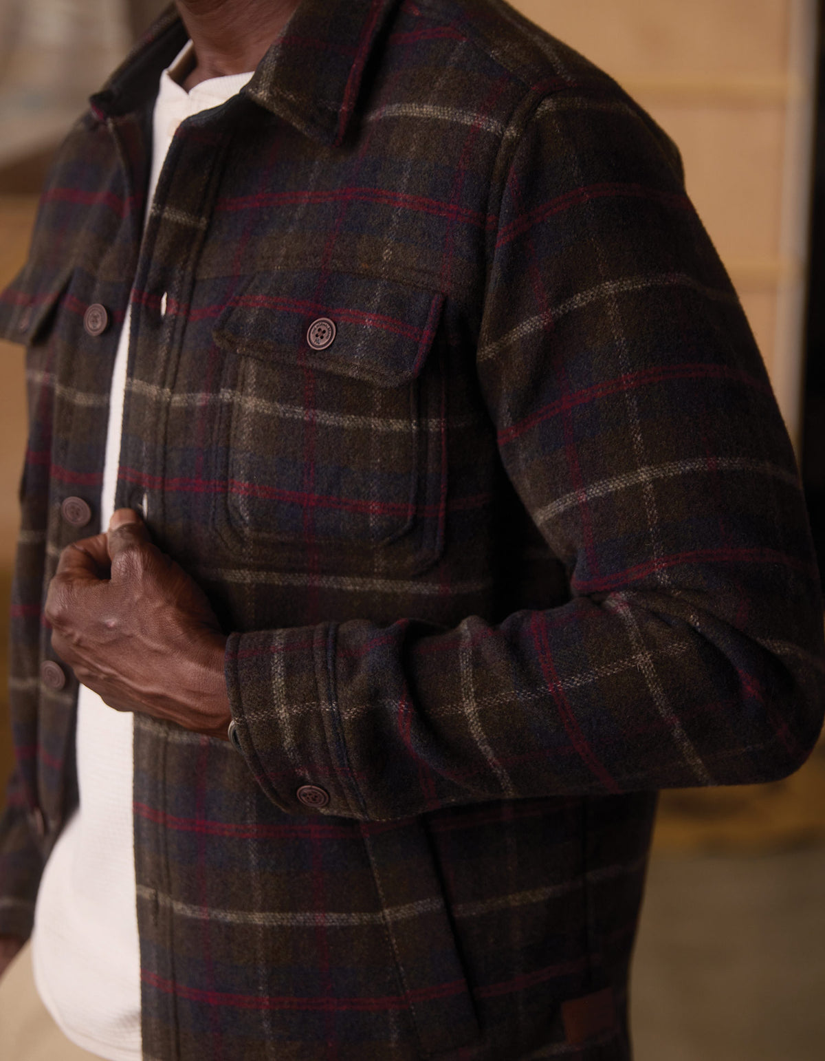 Brightside Flannel Lined Workwear Jacket in Olive Plaid