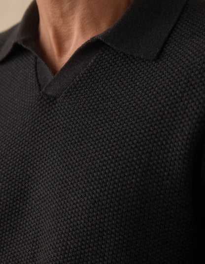 COOLMAX® Textured Sweater Polo in Charcoal