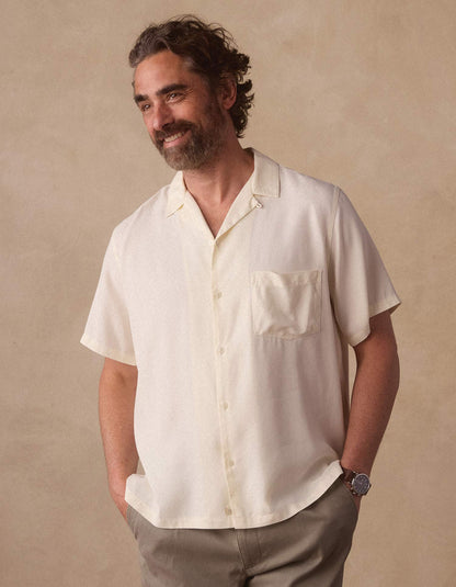 Sueded Costa Resort Shirt in Ivory