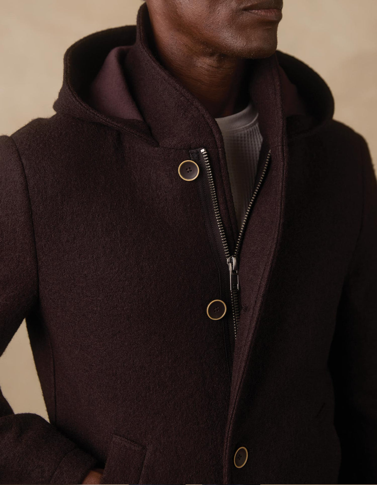 Balboa City Peacoat in Midnight Brown