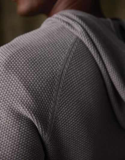 COOLMAX® Textured Hoodie Sweater in Greystone