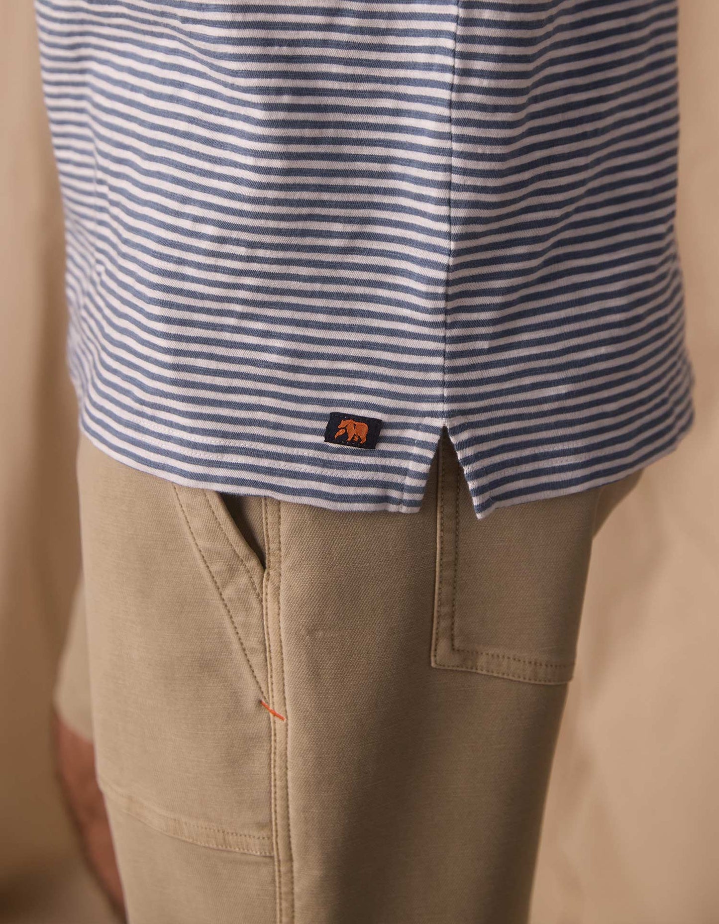 Vintage Slub Pocket Polo in Blue Stripe