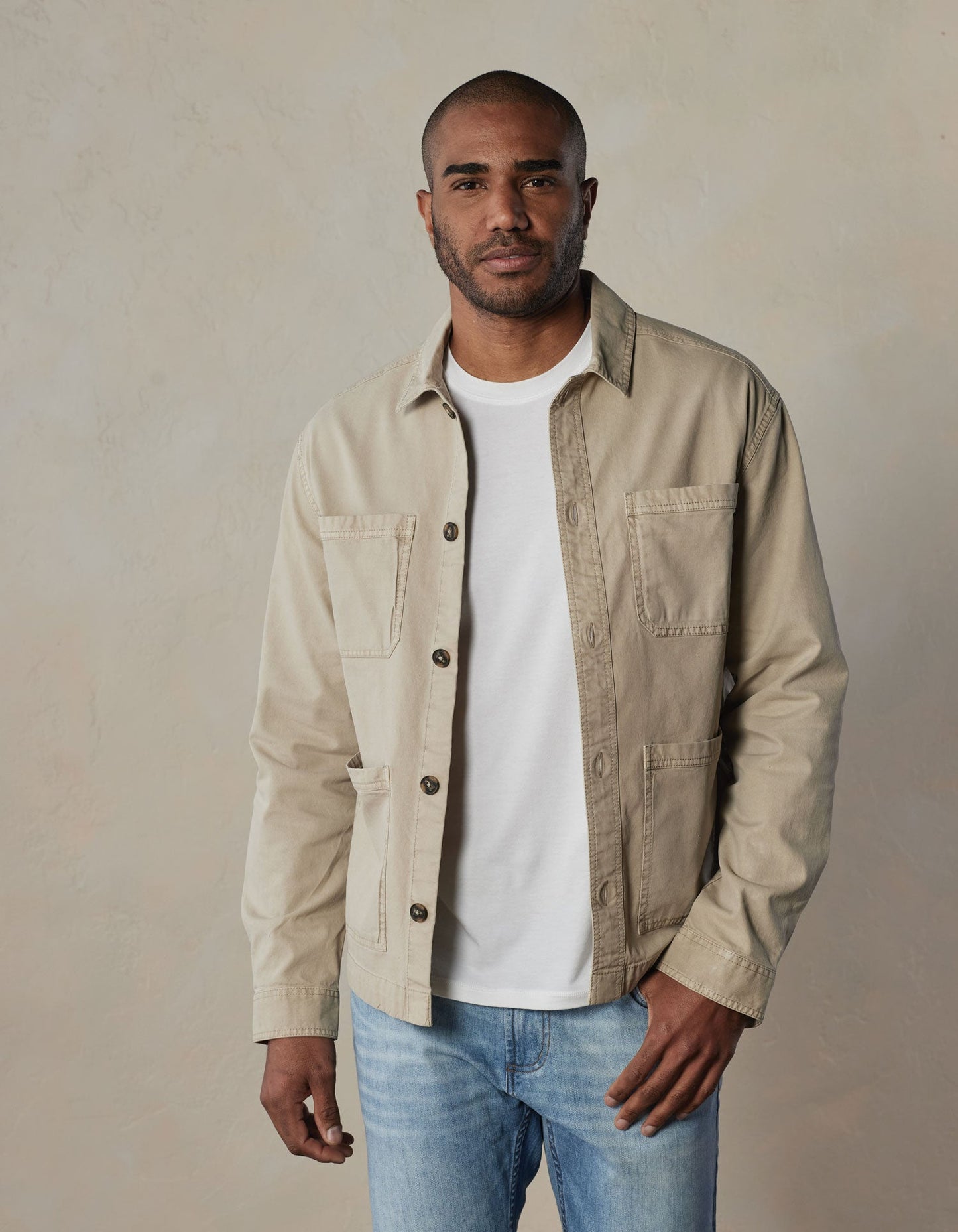 James Canvas Overshirt in Sand Dune