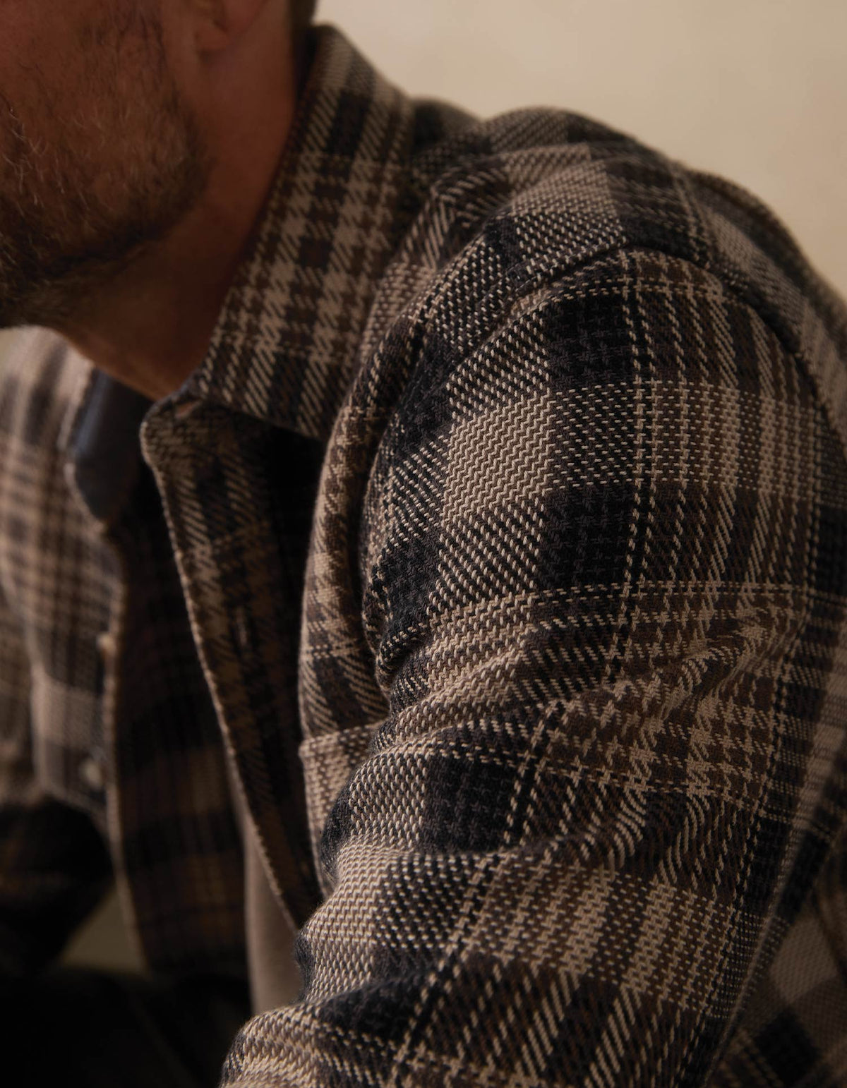 Mountain Textured Overshirt in Asphalt Plaid