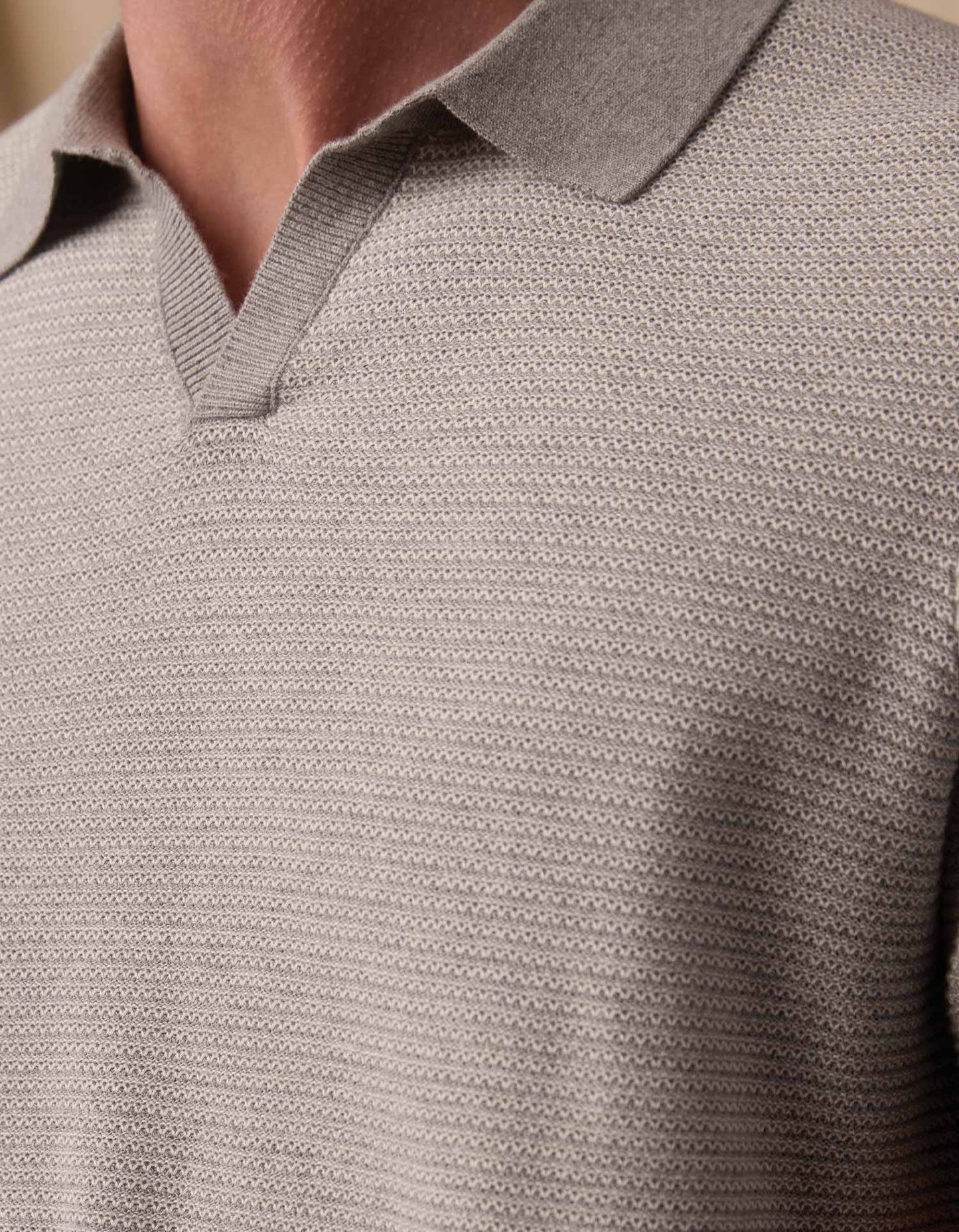 Robles Birdseye Knit Polo in Light Grey