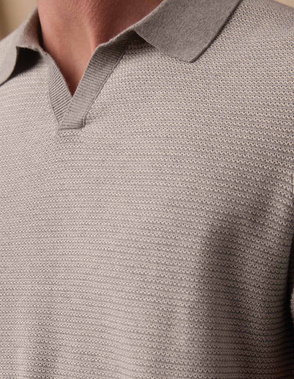 Robles Birdseye Knit Polo in Light Grey