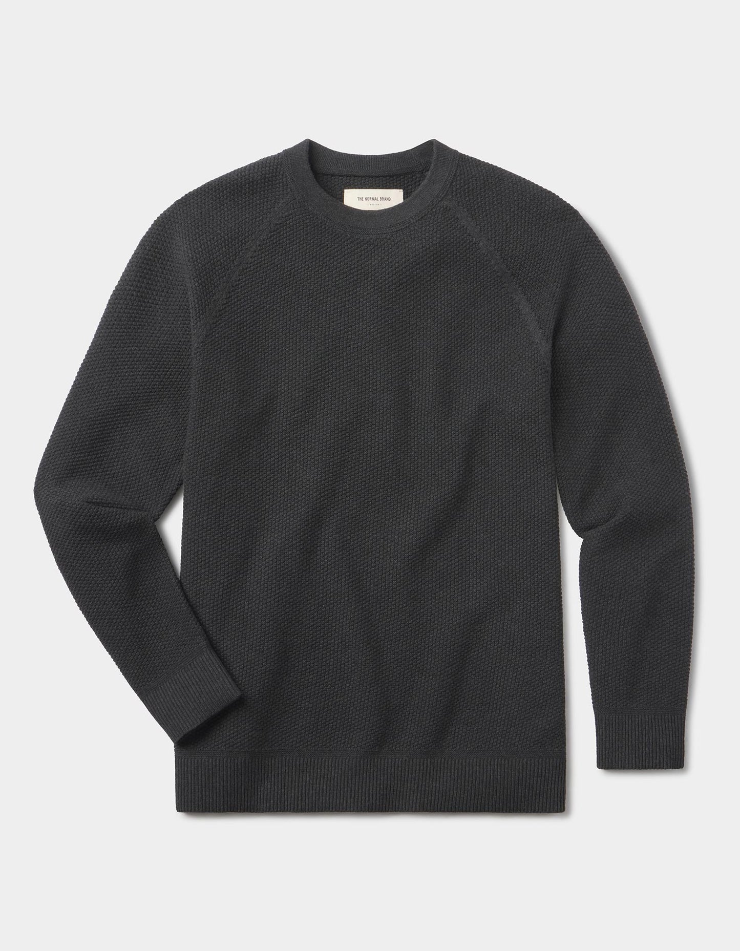 COOLMAX® Textured Crewneck Sweater in Dark Charcoal