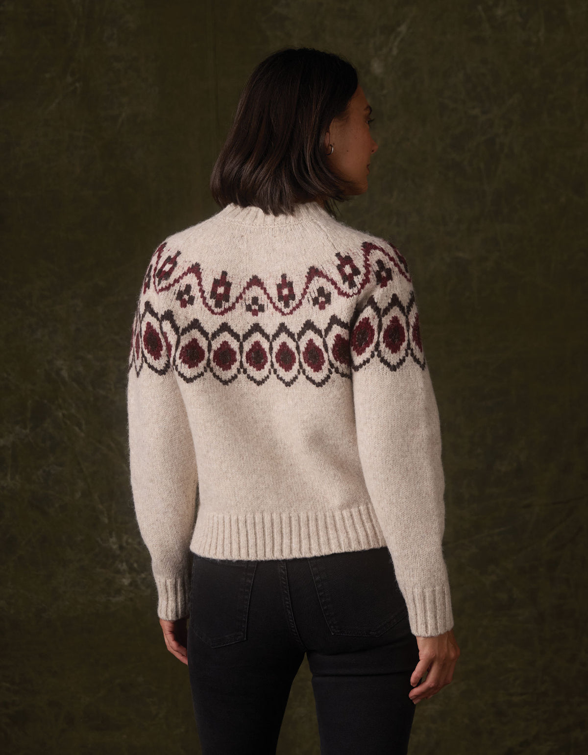 Astrid Fair Isle Sweater in Port Wine Multi — back view